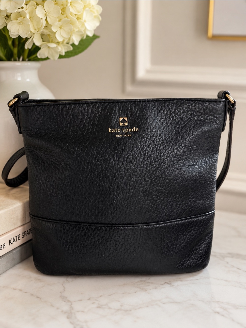 Kate Spade Southport Avenue Cora Black Pebbled Leather Crossbody Bag Y2K